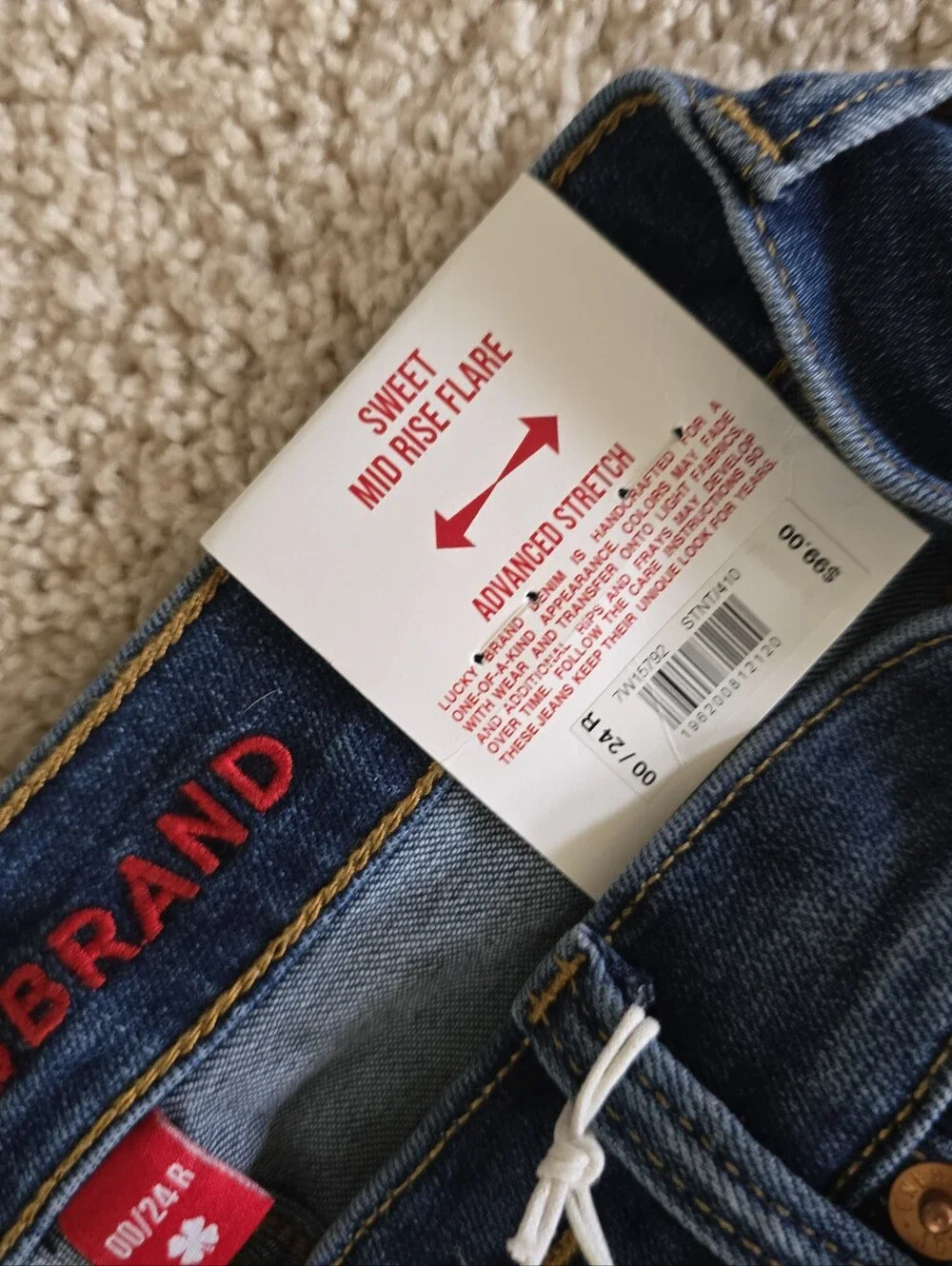 New Lucky Brand Size 00/24 Sweet Mid Rise Flare Jeans